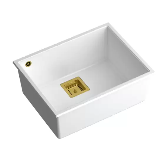 DAVID 50 zlewozmywak 55x42x22,5 podwieszany GraniteQ biały/złoty